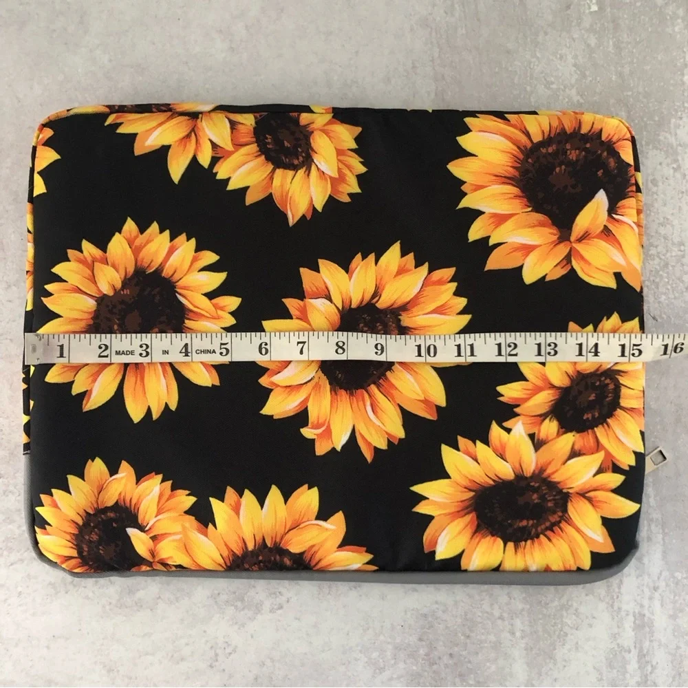 Sunflower Floral Pattern Fabric Laptop Sleeve Soft Computer Case NEW
